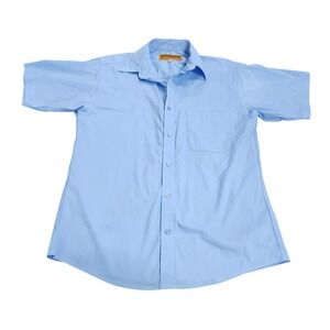 Hannover Old West Casual Style Mens Short Sleeve Button Up Shirt Blue Small 36